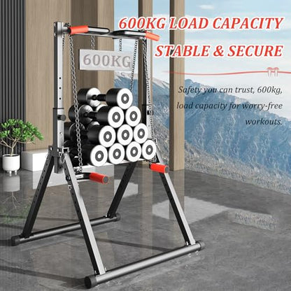 Indoor Pull-up Bar For Home Use, Pull Up Dip Station Foldable, Freestanding Fitness Equipment, 8-level Height Adjustment, Freestanding Pull-up Bar Fitness, Load-bearing 600kg, For Home Outdoor