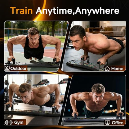 LALAHIGH Push Up Board,36 in 1 Home Gym Equipment with Ab Roller Wheel & Resistance Bands, Portable Foldable Workout Board for Full Body Strength Training Men Women,Gift for Boyfriend