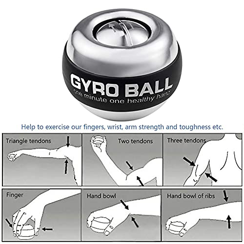 Auto-Start Wrist Power Gyro Ball with LED Lights, Wrist Strengthener and Forearm Exerciser for Stronger Arm Fingers and Muscle - color: Without Light-Crush Metal