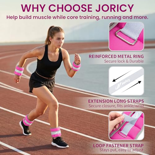 Adjustable Ankle Weights for Women Men A Pair of 1-3/4/5/6/8/10/20LBS - color: Rose Red