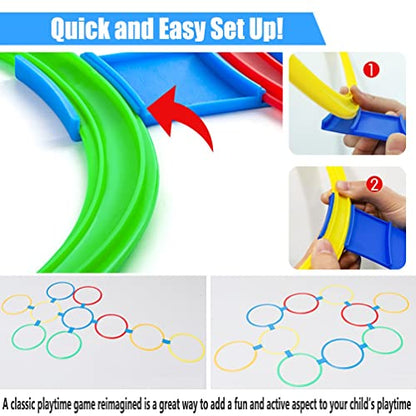 Hop Floor Hopscotch Ring Game, 10 Laps 10 Buckle Kids Balance Coordination Training Equipment, Improve Gross Motor Skills