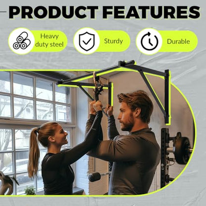 ECOTRIC 46'' Wall Mounted Pull Up Bar Chin up Bar Doorway Exercise Bar Upper Body Gym Workout Bar Heavy Duty Training Fitness Home Heavy Duty 500lbs
