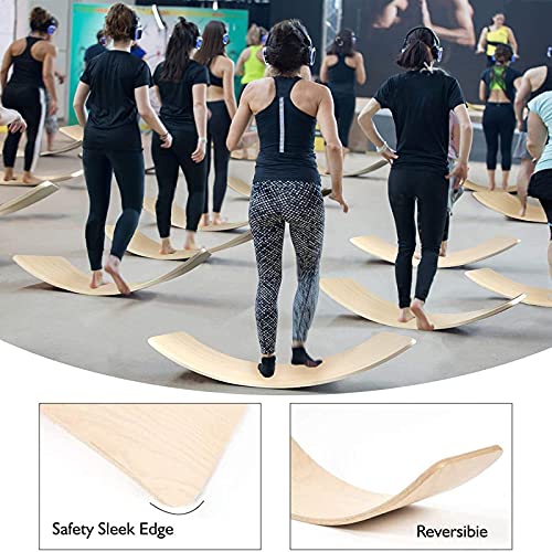 Gentle Monster Wobble Balance Board, Wooden Montessori Toy Rocker Board Natural Wood Kids Toddler Open Ended Learning Toy Yoga Curvy Board for Adult Office Classroom Christmas Gifts