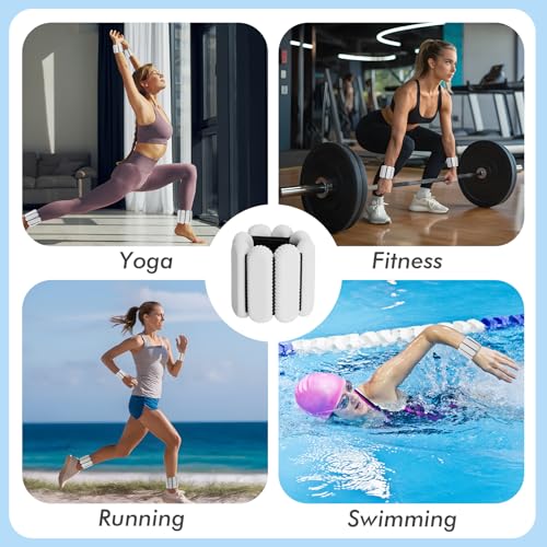 Wrist Ankle Weights for Women, Adjustable Ankle Weights Strength Training Silicone Bracelets Workout Wrist Ankle Weights for Men Women Yoga Running Dance Ankle Arm Leg Weights (2lb) - color: Grey