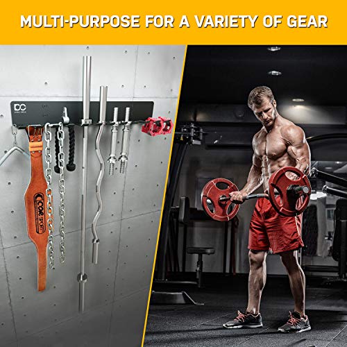 Double Circle Gym Storage Rack with 12 Hooks, Multi Purpose Gym Equipment Wall Rack Hanger for Pro Home Gym Storage for Exercise Bands, Barbell Bars, Jumprope (Hardware Included)