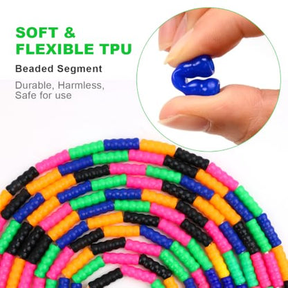 Coolrunner 16 FT Long Jump Rope(1 PACK), Double Dutch Jump Ropes, Soft Beaded Skipping for Kids Adults, Plastic Segmented Long Enough for 4-5 Jumpers - color: Blue