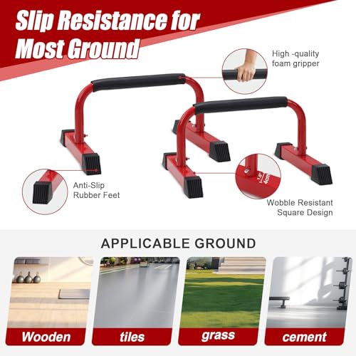Push Up Bars: Sweat-resistant Parallettes Bar for Handstands L-sit & Dip, No Wobbling Strength Training Pushup Stands for Women Men Workout Core Exercise at Home Floor Gym