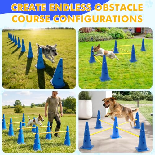 Wdmiya 18.9" Dog Agility Training Hurdle Cone Set with Adjustable Crossbar