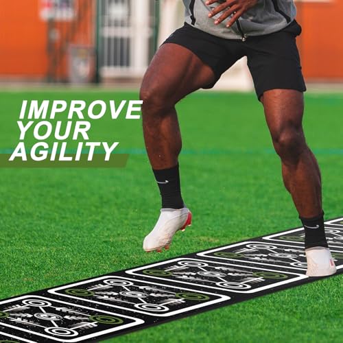 Agility Ladder Mat 11.9 ft X 1.3 ft Agility Ladder Pad Agility Training Equipment Agility Workout Ladder Mat for Soccer Football Tennis Boxing Training