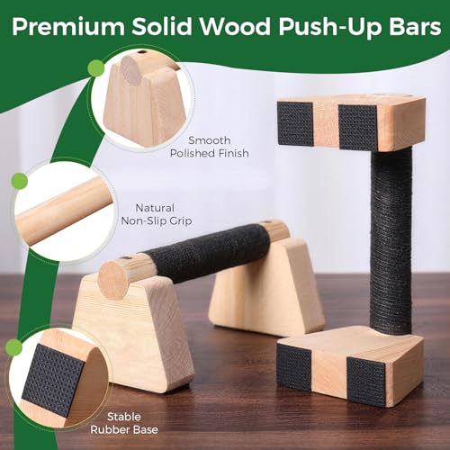 Wooden Parallettes Bars & Push Up Bars – Premium Handstand Training Push Up Handles, Non-Slip Calisthenics Equipment for Men & Women, Perfect Home Gym Fitness Tool for Strength & Balance - size: 30CM