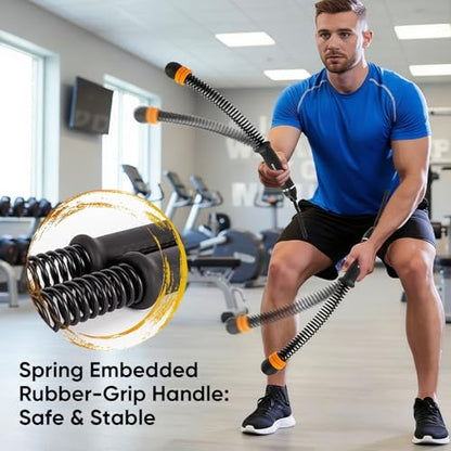 Saker Upgraded Adjustable Ropeless Battle Ropes, Steel Spring Core Rope Trainer with Rubber-Grip Handles, Wrist Straps & Portable HIIT Strength Cardio Workout, Exercise Equipment for Home Gym(Purple)