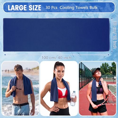Hosuly 30 Pack Cooling Towels 40"x12" - color: Navy Blue