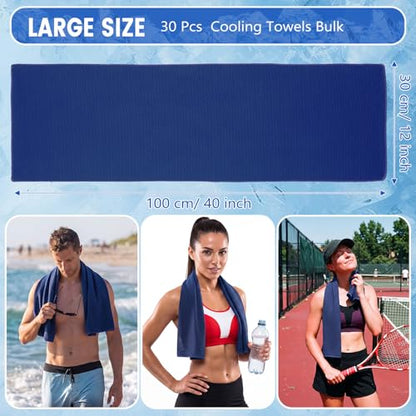 Hosuly 30 Pack Cooling Towels 40"x12" - color: Navy Blue