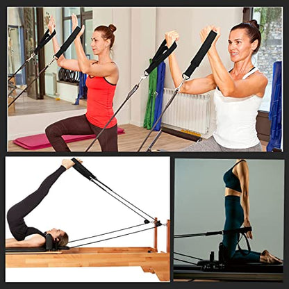 2Pcs Pilates Double Loop Straps Feet Fitness Equipment Straps Double Padded Pilates D-Ring Loops Yoga Double Loop Straps Handle Straps Pilates Reformer Accessories for Home Gym Workout