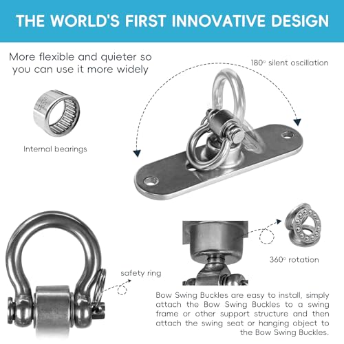 Swing Hanger Heavy Duty Anti-Rust 180° & 360° Bearings1500 lb Capacity Smooth Rotation for Indoor Outdoor Swing Chairs, Hammocks, Playgrounds, Yoga - size: Size 2