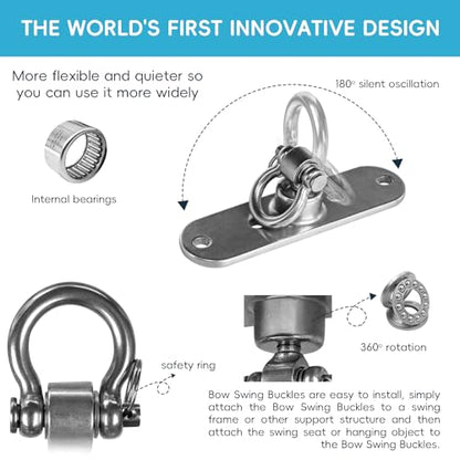 Swing Hanger Heavy Duty Anti-Rust 180° & 360° Bearings1500 lb Capacity Smooth Rotation for Indoor Outdoor Swing Chairs, Hammocks, Playgrounds, Yoga - size: Size 2