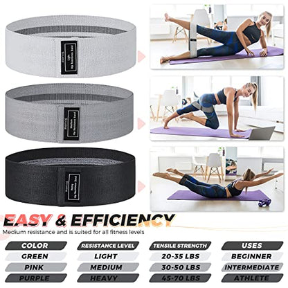 Renoj Resistance Bands for Working Out: 3-Set Professional Exercise Bands for Pilates, Yoga, Home Gym, Booty, Leg Training | Heavy/Medium/Light Fabric Loops for Women Men