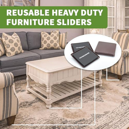 Furniture Sliders for Carpet and Hardwood, 8 PCS 5", Brown - size: Square 8 PCS 5'' Brown