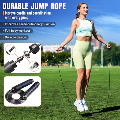 Agility Ladder & Soccer Goal Training Set, 20ft Speed Ladder with Cones, Hurdles, Jump Rope & Parachute, Plus 2 Pack Pop Up Kids Soccer Goals with Ball & Cones for Backyard Sports Practice
