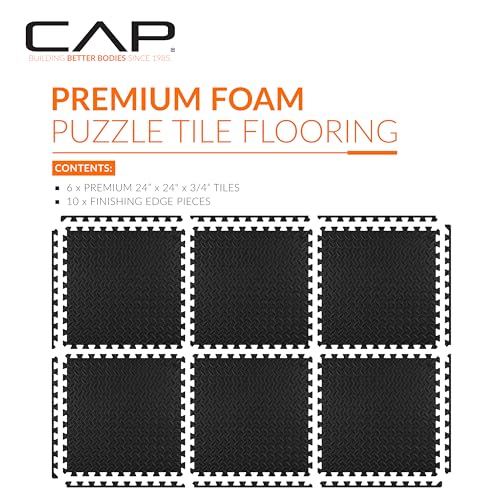 CAP Puzzle Exercise Mats | 3/4” Thick EVA Interlocking Foam Tiles for Home Gym Flooring | Multiple Options