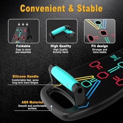 Push Up Board, Portable Pushup Board for Men, Foldable Push Up Bar 20 in 1 for Chest Muscle Exercise Strength Training Equipment, Multifunctional Pushup Handles at Home Gym