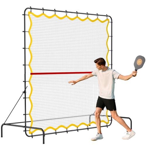 Pickleball Rebounder Net 6.5x6.5ft Portable Tennis Practice Wall Rebound Net Adjustable Tilt, Sport Training Equipment Bounce Back Net, for Court Backyard and Indoor & Outdoor