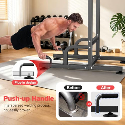 RELIFE REBUILD YOUR LIFE Pull Up Bar Free Standing Power Tower for Home Gym - color: Black