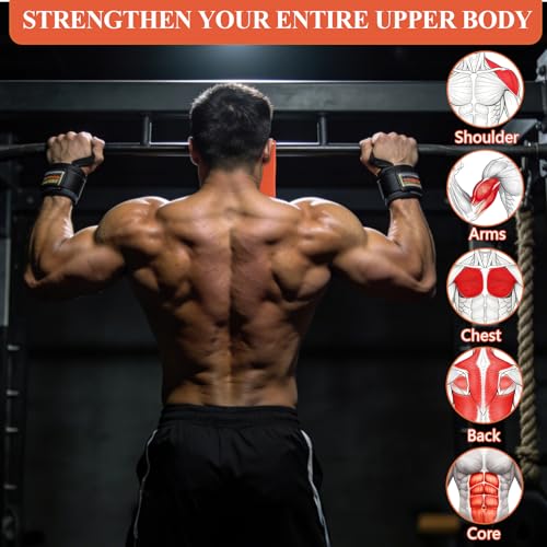 Pull Up Assistance Bands, 375lbs Heavy Duty Pullup Assist Band Set with 5 Resistance Bands, Adjustable Strap, Comfortable Foot/Knee Rest, Handles & Door Anchor for Home Gym Strength Training