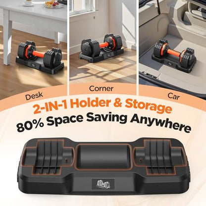 2026 FDB2 Updated Adjustable Dumbbell Set of 2, 110lbs/50lbs Weights Dumbbell Set with Storage Box, 25lbs/55lbs Adjustable Weights with Anti-slip Silicone Grip, Weight Set For Home Gym Suit both Men and Women