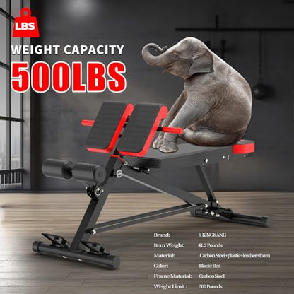 K KiNGKANG Adjustable Weight Bench,Multi-Functional Roman Chair for Full All-in-One Body Workout Hyper Back Extension and Sit up - color: Black