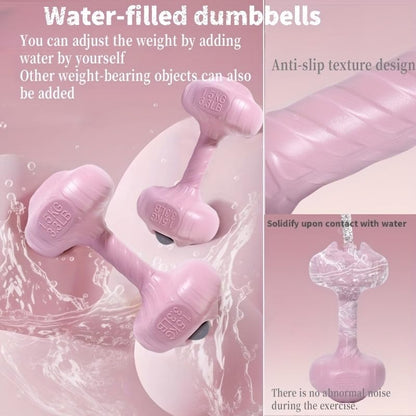 5-Piece Yoga and Fitness Set: Home fitness equipment Includes Resistance Bands, Hand Gripper, Jump Rope, 2pcs Water-Filled Dumbbells, and 1 Water-Filled Kettlebell, Entry-level Fitness set，christmas gifts，Holiday Gift,Gifts for Women & Men - color: Pink k