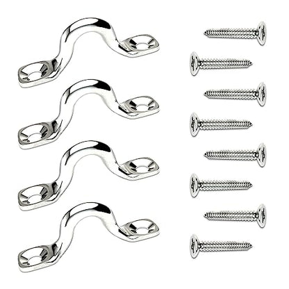 304 Stainless Steel Ceiling Hooks Heavy Duty Metal Pad Eyes Plate Snap Eye Strap Drop Ceiling Anchor Hooks Hardware with Screws for Hanging Plant Hangers 2.1" -4Pack - size: Pack-4