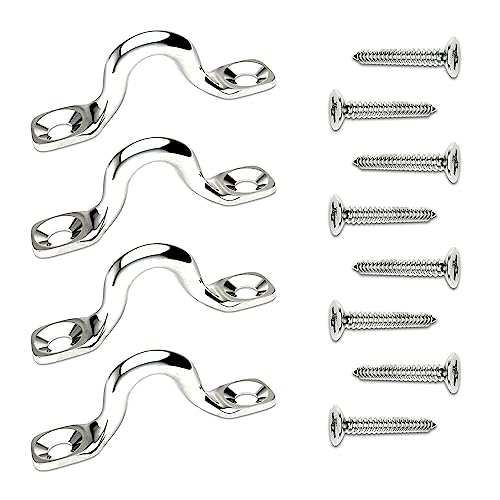 304 Stainless Steel Ceiling Hooks Heavy Duty Metal Pad Eyes Plate Snap Eye Strap Drop Ceiling Anchor Hooks Hardware with Screws for Hanging Plant Hangers 2.1" -4Pack - size: Pack-4