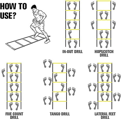Agility Ladder Fixed Agility Training Ladder, Football Sports Speed Ladder,Home Gym Fitness Equipment,for Athletic Footwork & Sports Drills
