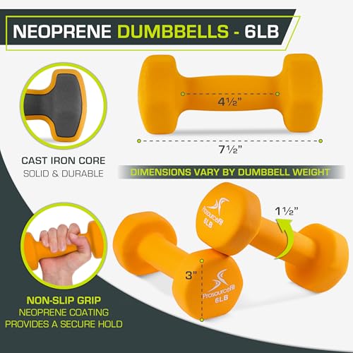ProsourceFit Neoprene Dumbbell Coated for Non-Slip Grip - size: 6-Pound