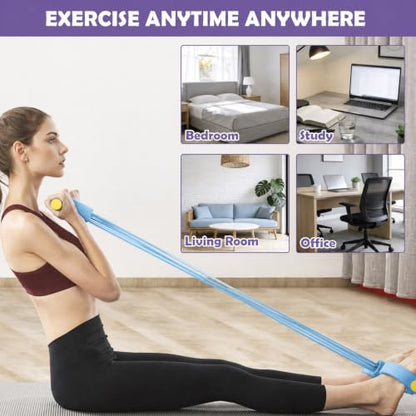 Pedal Resistance Band with Handle,4/6/8 Tubes Options,Full-Body Use - color: 6Tubes-Blue