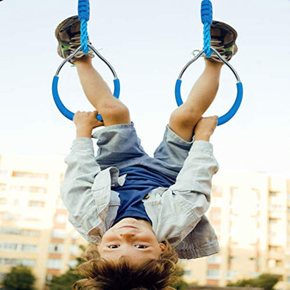 7PCS Colorful Ninja Rings - Gymnastic Rings, Swing Bar Rings, Monkey Rings, Climbing Rings Outdoor Backyard Play Sets Playground Equipment for Ninjaline Obstacle Accessories