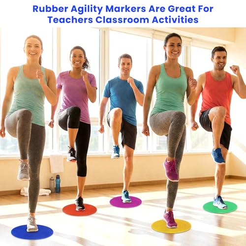 18 Pcs 9 Inch Spot Markers Poly Spots Non Slip Floor Dots for Gym Soccer Basketball Agility Training Cones for Sports TPE Material with Storage Bag