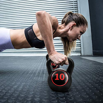 GYMAX Kettlebells, 3 Pcs Vinyl Coated Strength Training Kettlebells 5 lbs, 10 lbs, 15lbs Dumbbell Set for Push up, Grip, Swing, Deadlifts, Squats, Lifting, Get-ups Full Body Exercise Workout