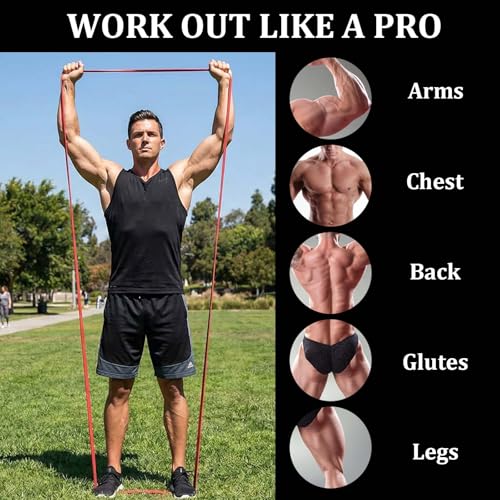 Resistance Bands Set, Exercise Workout Pull Up Assistance Bands with 6 Resistance Levels, Muscle Training Straps for Fitness, Working Out, Body Stretching, Physical Therapy, More