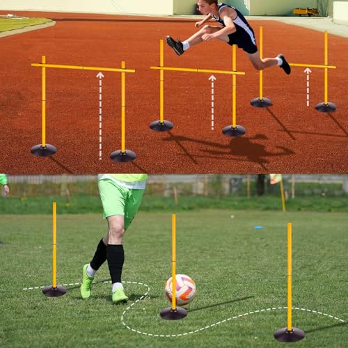 2.6FT Speed Agility Training Hurdles Set Adjustiable Height Jumping Hurdles Soccer Agility Poles for Beginner and Student - style: Pack of 3