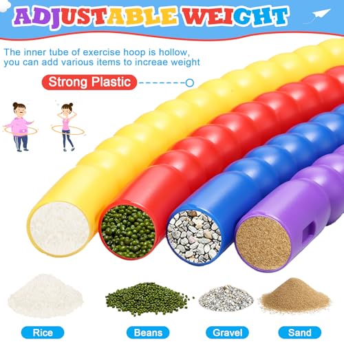 Toy Hoop Detachable Plastic Hoops Exercise Equipment Toy Adjustable Rings for Sports Party Game Dance Pet Training - color: Rainbow Bright Mix