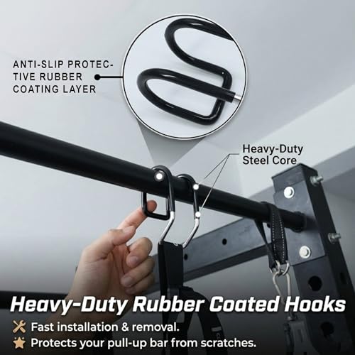 Ab Straps for Pull Up Bar with Rubber Coated Quick Hooks, Numbered Scales Adjustable Hanging Ab Slings for Leg Raises Core Workout, 300lbs Heavy Duty