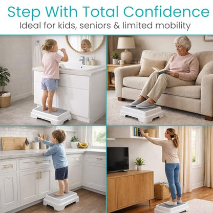 Vive Bath Shower Step Stool (4.5") - Slip Resistant, Stackable, Indoor/Outdoor - Safety Stepping Stool Bathroom Aid for Adults, Handicap, Elderly, Seniors, Bathtub, High Beds, Kitchens - Nonslip