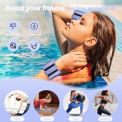Pilates Wrist and Ankle Weights for Women - Adjustable Weighted Bangles for Men, 2 lbs Weighted Arm Bands Foot Leg Weights for Walking, Yoga, Training, Exercise, Running, Set of 2 (1LB Each) - color: Blue