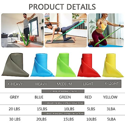 Resistance Bands Professional Bulk Rolls. Elastic Physical Therapy Band. Resistance Bands Elastic Exercise Bands for Recovery, Physical Therapy, Yoga, Pilates, Rehab,Fitness - color: Gray - X-Heavy