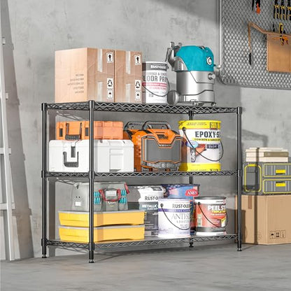 795LBS 3-Shelf Adjustable Storage Shelves 35.1" W x 14" D x 36" H Metal Shelving Unit Heavy Duty Wire Rack Small Organizer with Shelf Liners for Kitchen Pantry Bathroom Closet Garage Black - size: 35.1" W x 14" D x 36" H-3 Tier