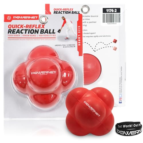 PowerNet Reaction Balls, Reflex & Agility Trainer, Hand-Eye Coordination Training, Reaction Speed Training Equipment, Baseball Softball Soccer and Boxing Reflex Ball Sports Equipment, 2 Sizes