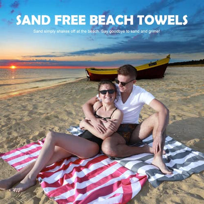 Your Choice Microfiber Beach Towel Sand-Free Quick Dry (67"x35"/60"x30") - color: O-rose Red Stripes, size: Large(60x30")