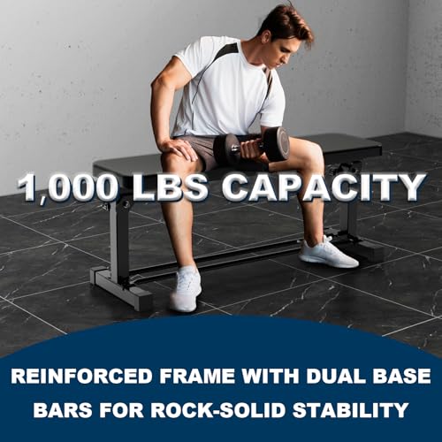 Extended Flat Weight Bench, Extra Long Workout Bench for Weightlifting and Strength Training, 1000lbs Capacity, Home Gym Equipment